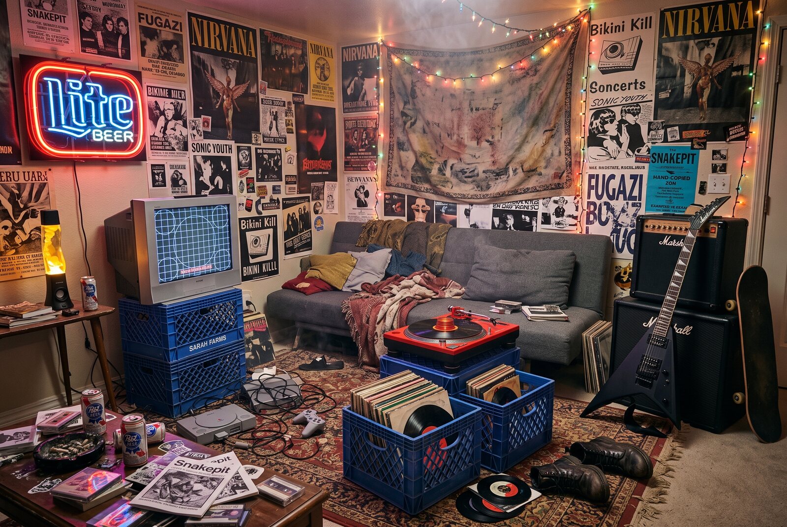 Staged 90s punk apartment